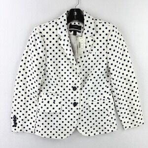 J.Crew Schoolboy Blazer Womens 00 White‎ Polka Dot Linen Jacket NEW
